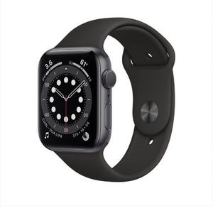Apple Watch Series 6 GPS, 44mm Space Gray Aluminum Case with Black Sport Band